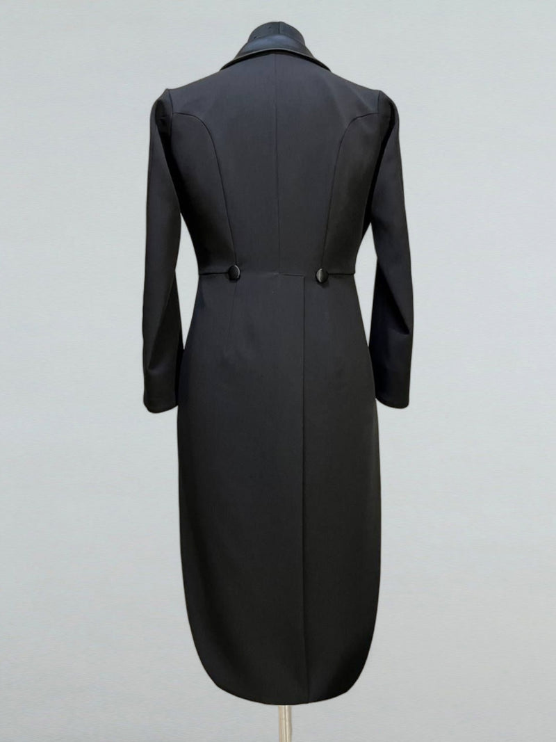 Black Tailcoat Jacket for Women Satin Trim Dance Frac Black Tailcoat Jacket for Women Satin Trim Dance Frac