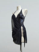 faux leather dance dress