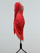 coral latin competition dress