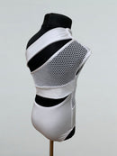 white mesh dance leotard