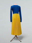 blue yellow performance dress