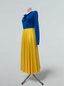 blue yellow performance dress