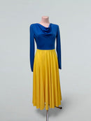 blue yellow performance dress