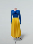 blue yellow performance dress