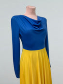 blue yellow performance dress