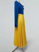 blue yellow performance dress