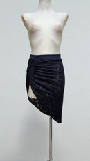 asymmetrical lace latin dance skirt