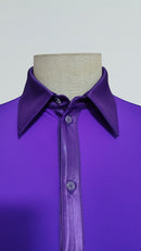 purple men's ballroom dance bodysuit shirt