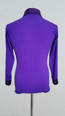 purple men's ballroom dance bodysuit shirt