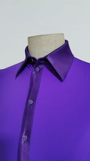 purple men's ballroom dance bodysuit shirt