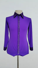 purple men's ballroom dance bodysuit shirt