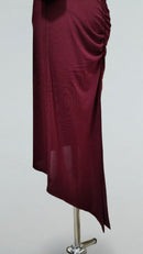 burgundy open back tango dress