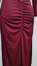 burgundy open back tango dress