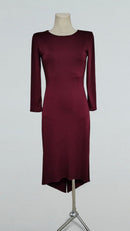 burgundy open back tango dress