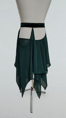 Emerald Chiffon Latin Dance Skirt with Five Panels and Briefs