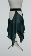 Emerald Chiffon Latin Dance Skirt with Five Panels and Briefs
