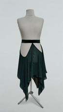 Emerald Chiffon Latin Dance Skirt with Five Panels and Briefs