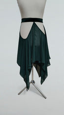 Emerald Chiffon Latin Dance Skirt with Five Panels and Briefs