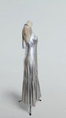 silver metallic tango performance dress
