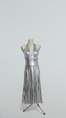 silver metallic tango performance dress