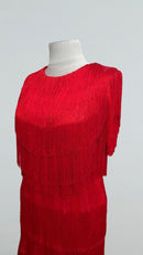 red fringe ballroom showcase dress