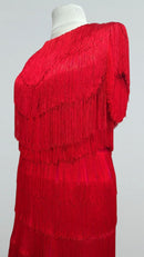 red fringe ballroom showcase dress
