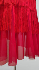 red fringe ballroom showcase dress