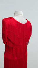 red fringe ballroom showcase dress