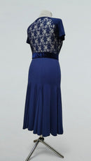 royal blue ballroom dress with full lace back