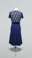 royal blue ballroom dress with full lace back