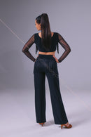High Rise Fringed Pants