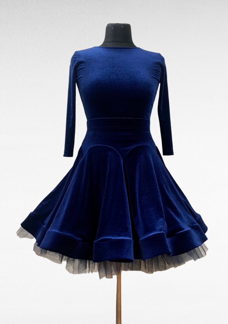 Girls' Blue Velvet Dance Dress Perfect for Performances Girls' Blue Velvet Dance Dress Perfect for Performances