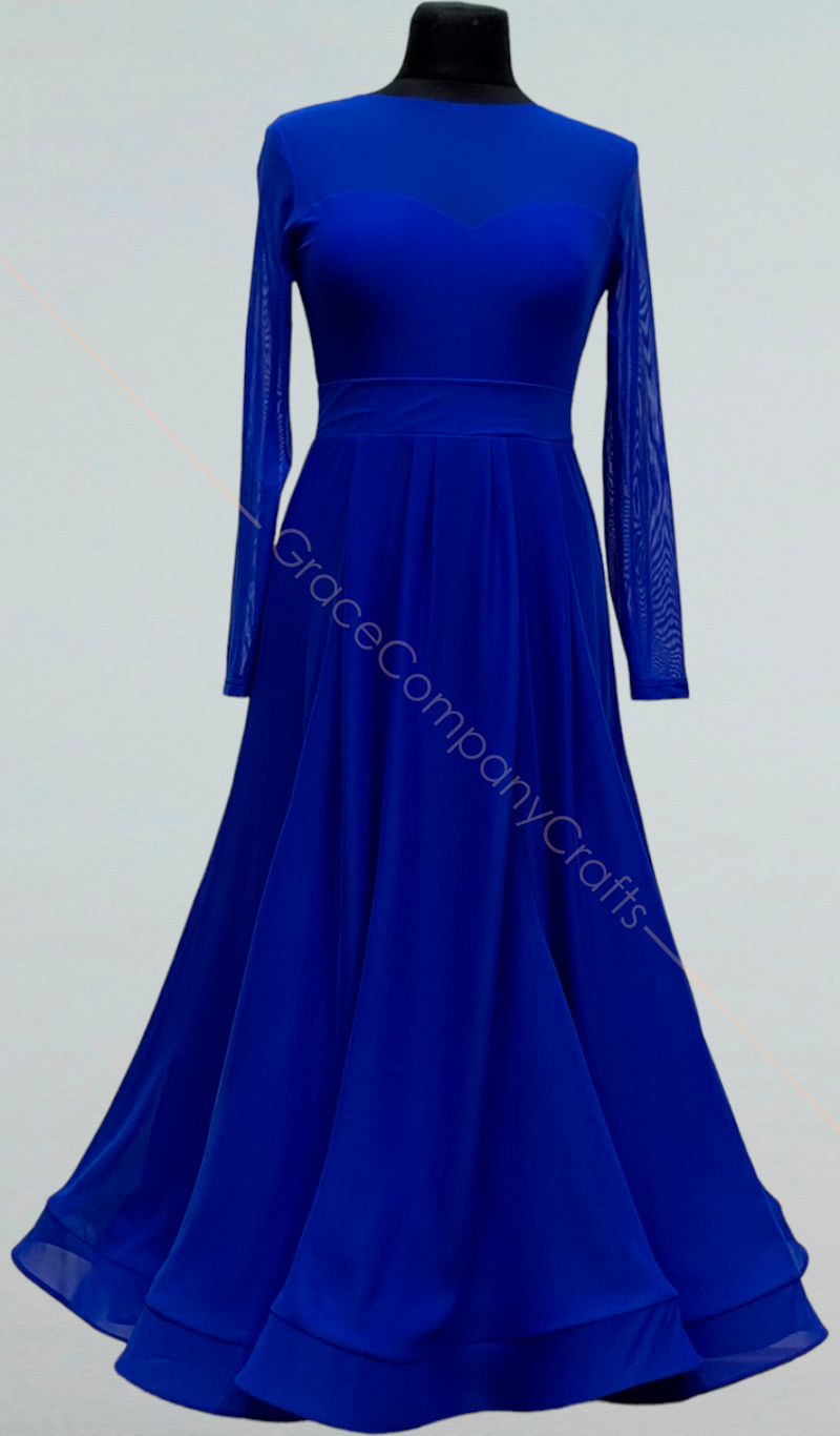 Elegant Blue Ballroom Dance Dress
