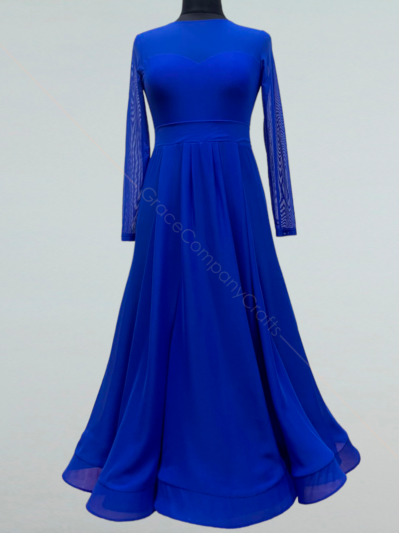 Elegant Blue Ballroom Dance Dress