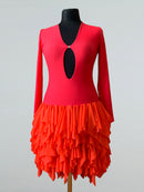 Elegant Red Latin Dance Dress with Ruffles