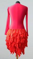 Elegant Red Latin Dance Dress with Ruffles