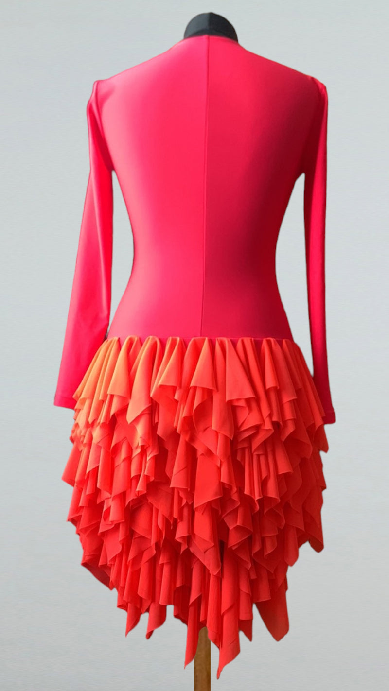 Elegant Red Latin Dance Dress with Ruffles Elegant Red Latin Dance Dress with Ruffles