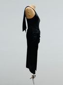 Velvet One-Shoulder Dance Dress for Ballroom and Latin Events