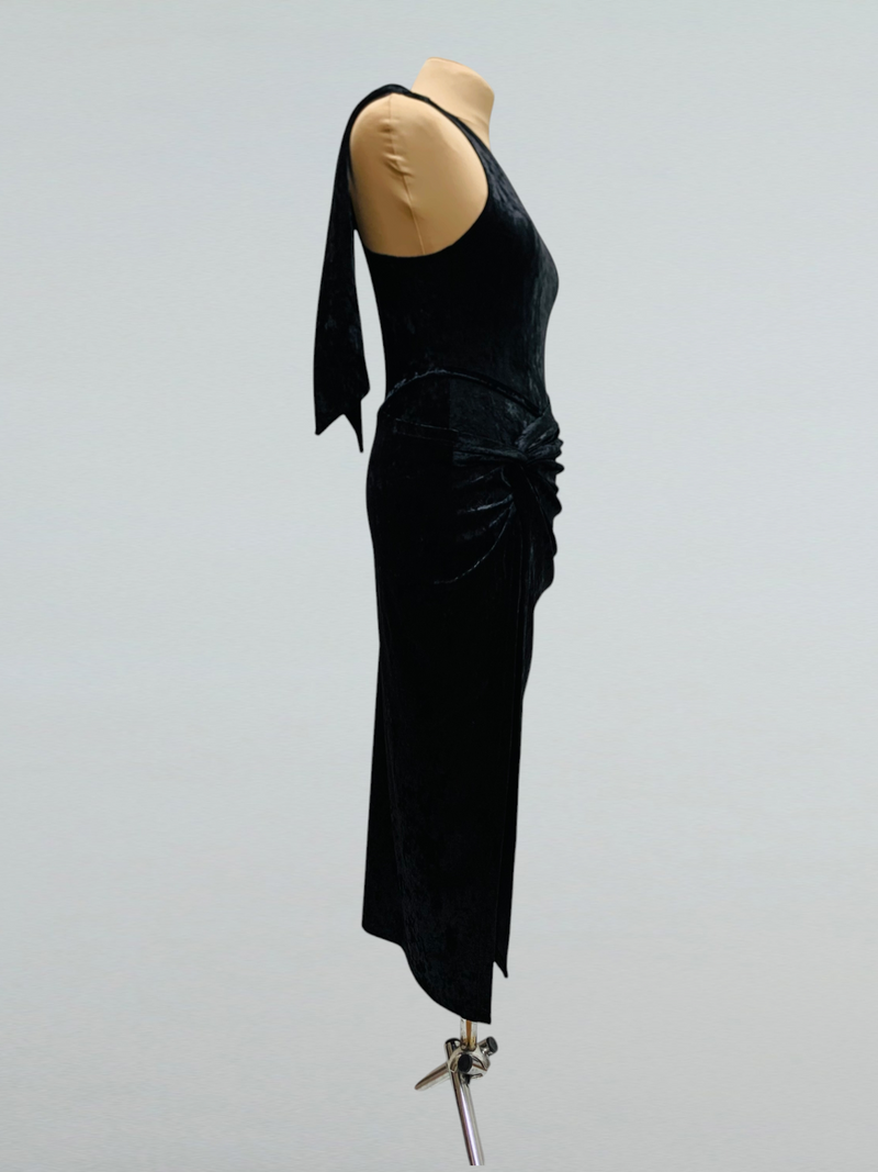 Velvet One-Shoulder Dance Dress for Ballroom and Latin Events