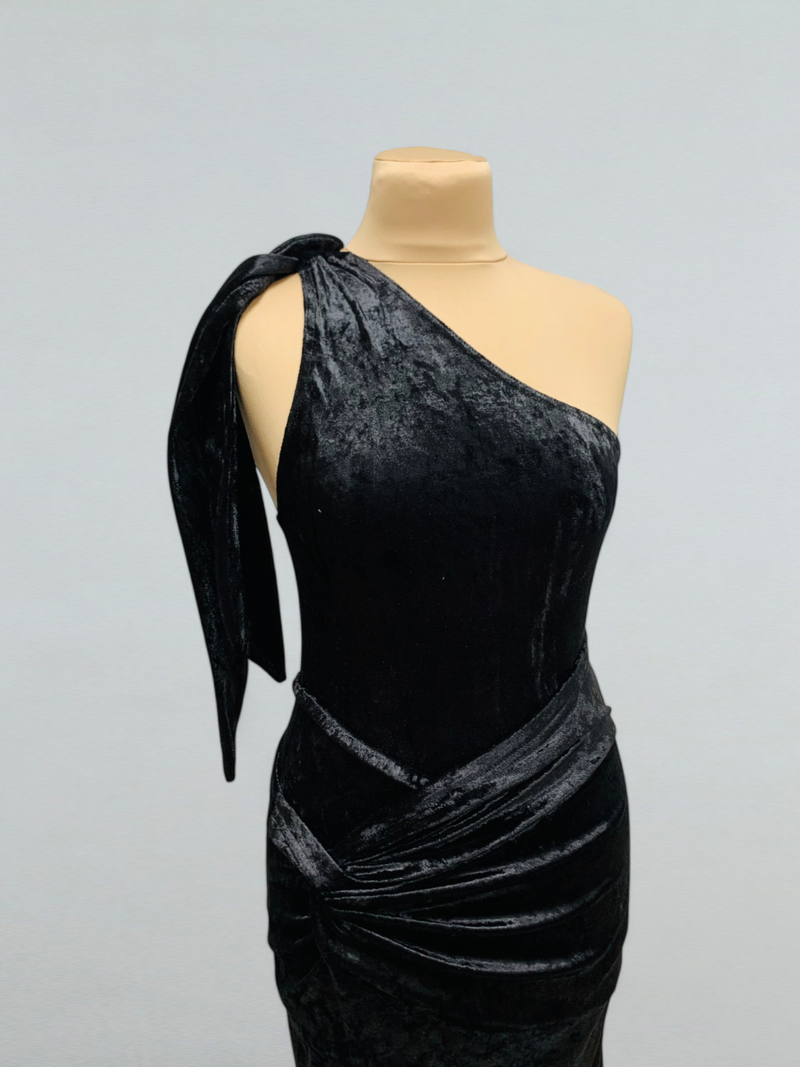 Velvet One-Shoulder Dance Dress for Ballroom and Latin Events