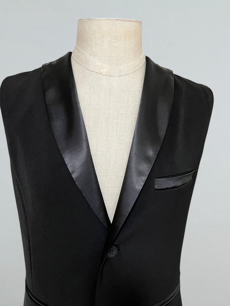 Men's Black Dance Vest with Satin Lapels