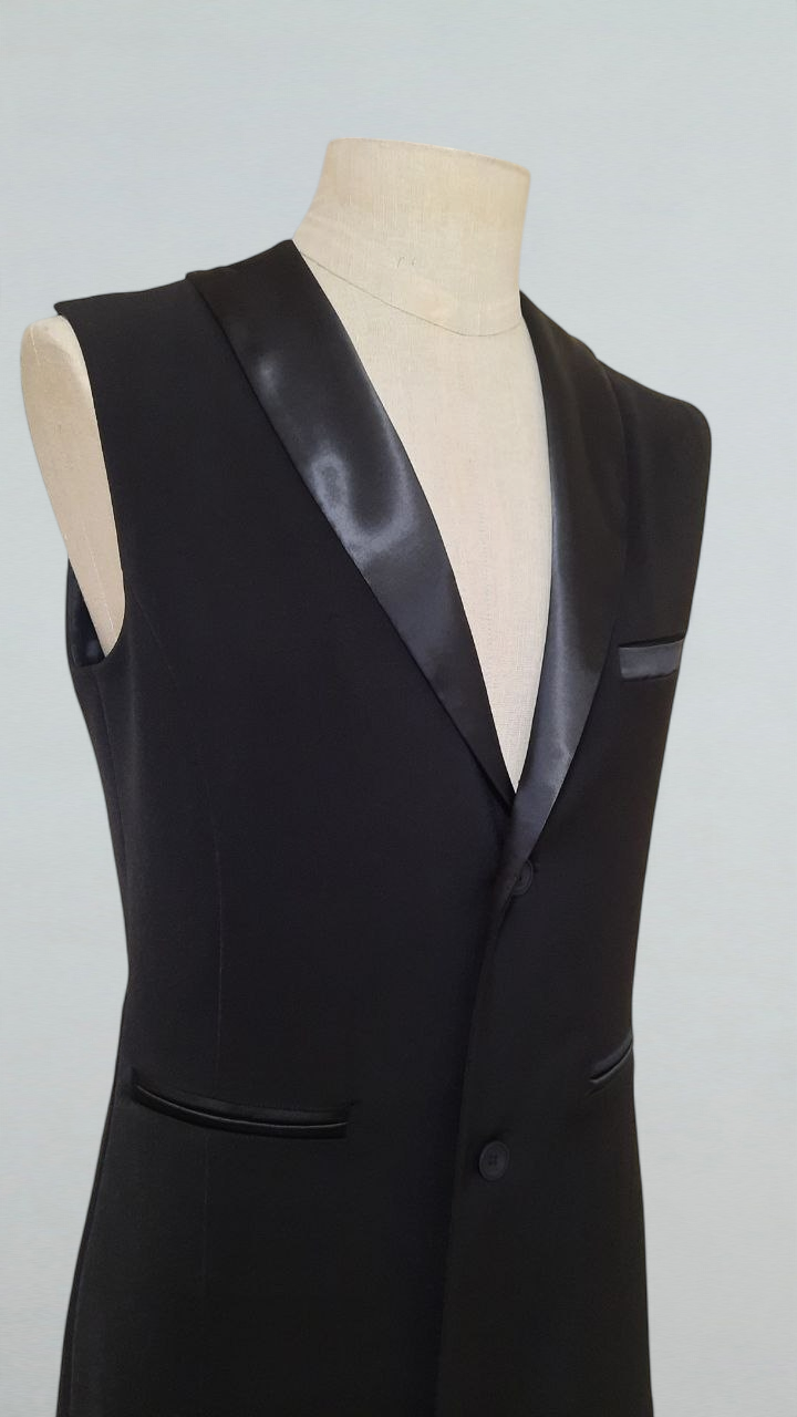 Men's Black Dance Vest with Satin Lapels