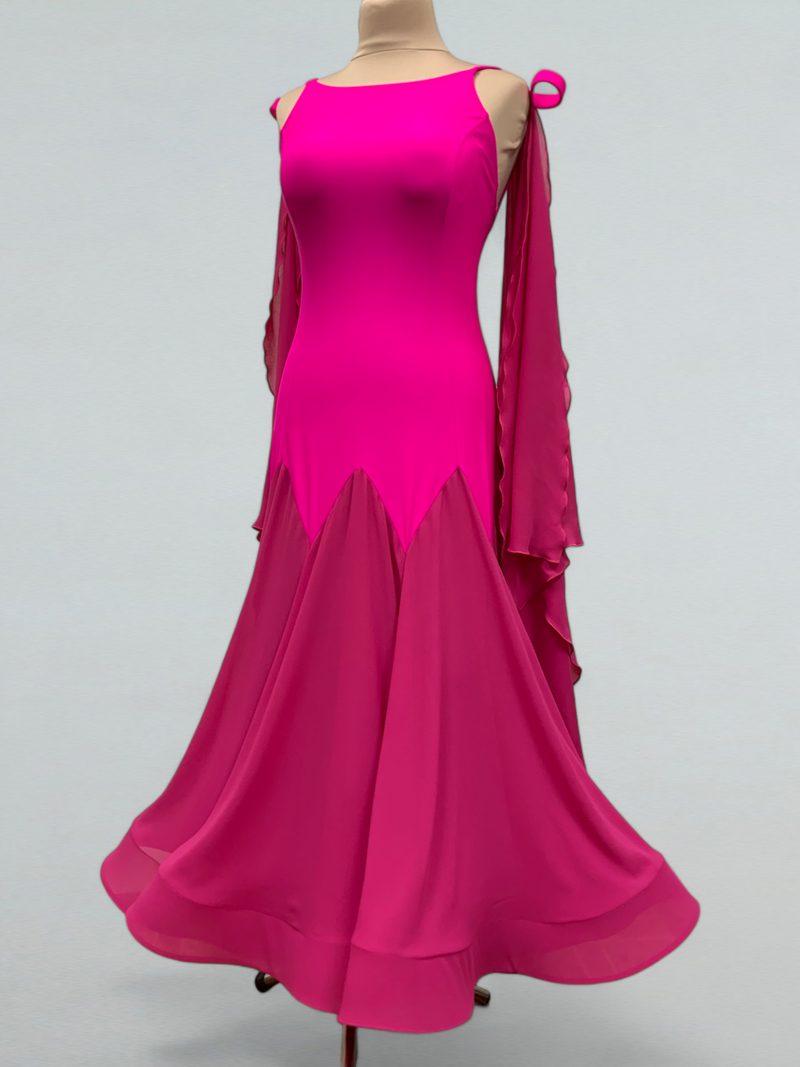 pink ballroom dance dress ZYM Dance Style, Latin Dance Dress style 2118 Hot Pink