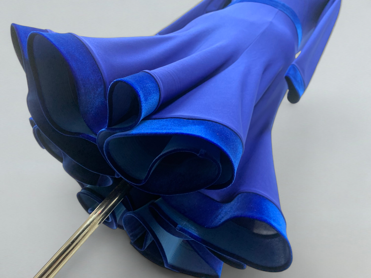 Electric Blue Ballroom Dance Dress with Velvet Details Electric Blue Ballroom Dance Dress with Velvet Details
