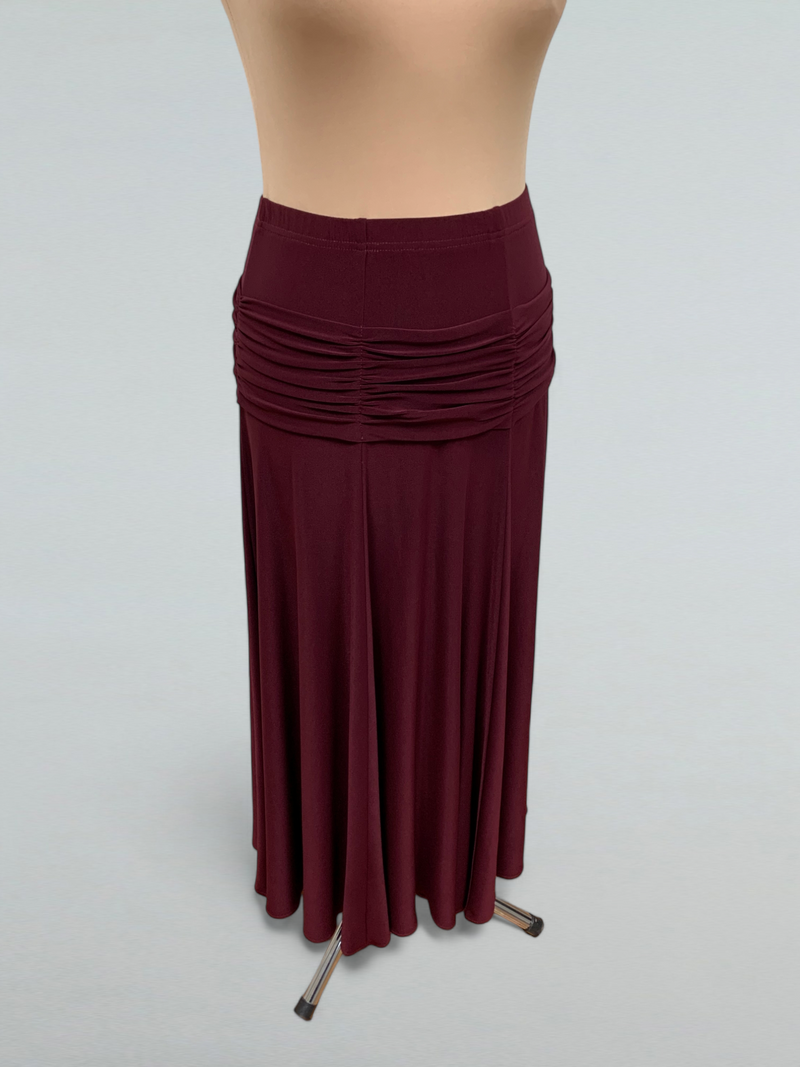 Burgundy Ballroom Dance Skirt with Flared Design