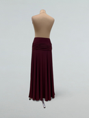 Burgundy Ballroom Dance Skirt with Flared Design