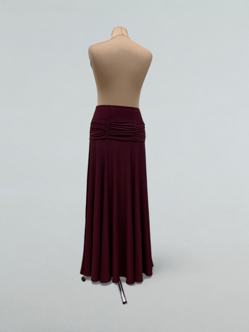 Burgundy Ballroom Dance Skirt with Flared Design