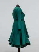 Bottle Green Ballroom Dance Dress with Velvet Trim