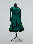 Bottle Green Ballroom Dance Dress with Velvet Trim