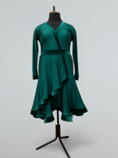 Bottle Green Ballroom Dance Dress with Velvet Trim